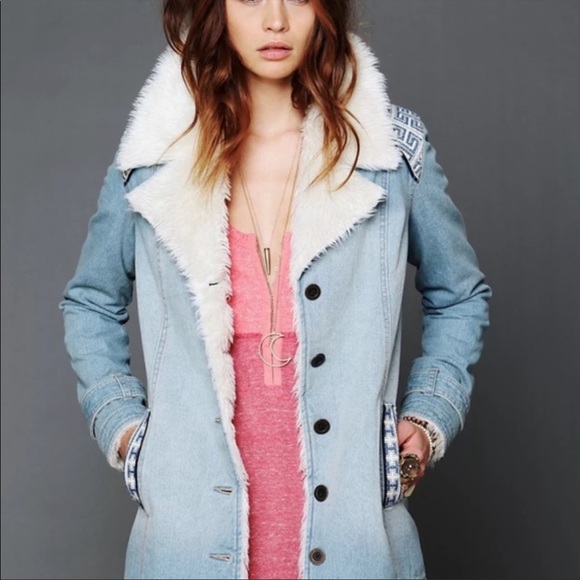 Jean Embroidered Sherpa Jacket Xs 